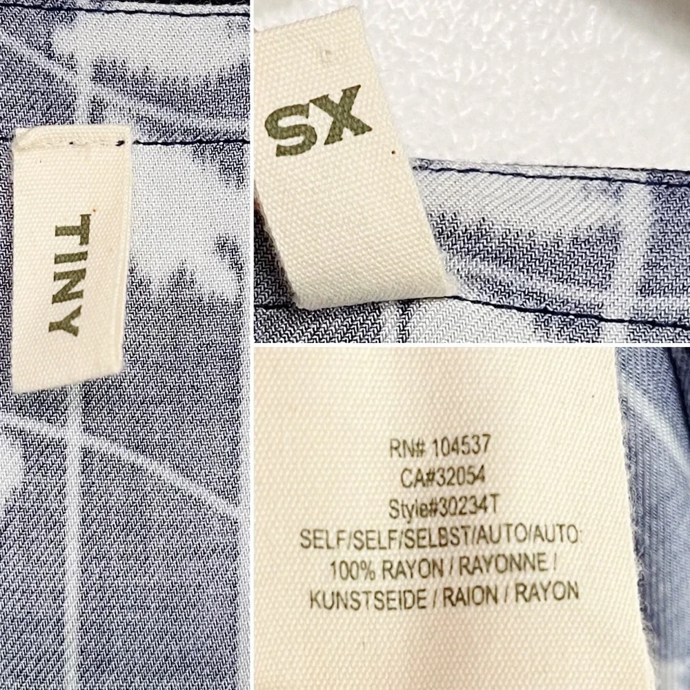 BOGO! Anthropologie Tiny Embroidered Shirt Shift Dress Floral Blue XS